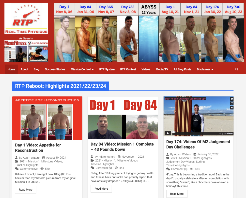 Real Time Physique Blog by Adam Waters. August 2024