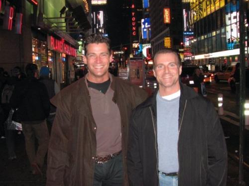 Adam Waters and Tom Venuto in Times Square